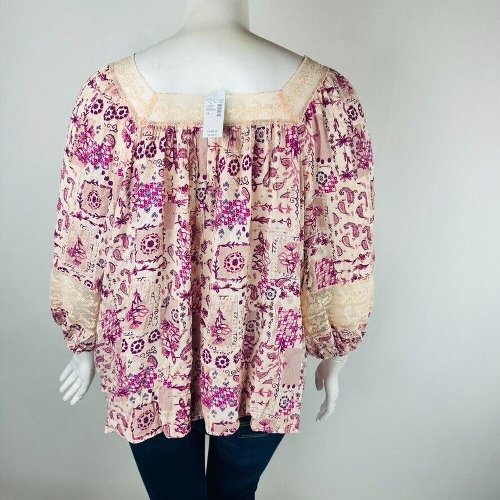 New Maurices Womans Plus Sz 2X Blouse 3/4 Sleeve Top Lace Floral NWT - Picture 6 of 7